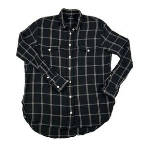 Madewell‎ Shirt Womens XS Plaid Button Down Long Sleeve Flannel Black White